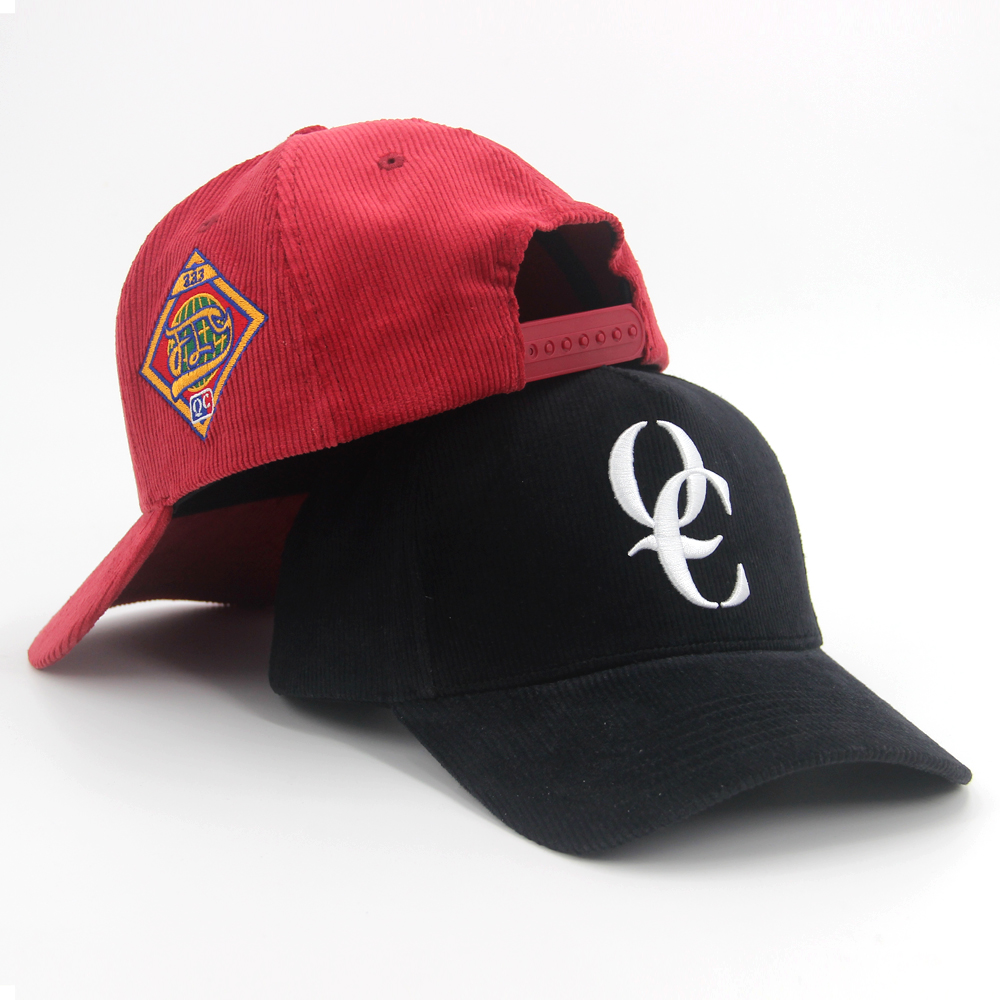 Customized Corduroy 5 Baseball Caps Panel Caps 3D Embroidered Structured Sports