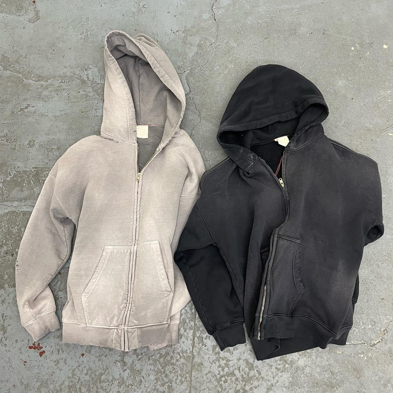 Streetwear 500gsm Grey Sublimation Hoodie DTG Digital Printing Stone Acid Washed Hoodie