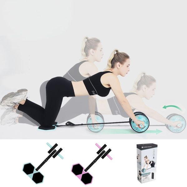 Multifunctional Ab Roller Wheel Set With Knee Mat And Resistance Band For Home Core Training And Full Body Workout