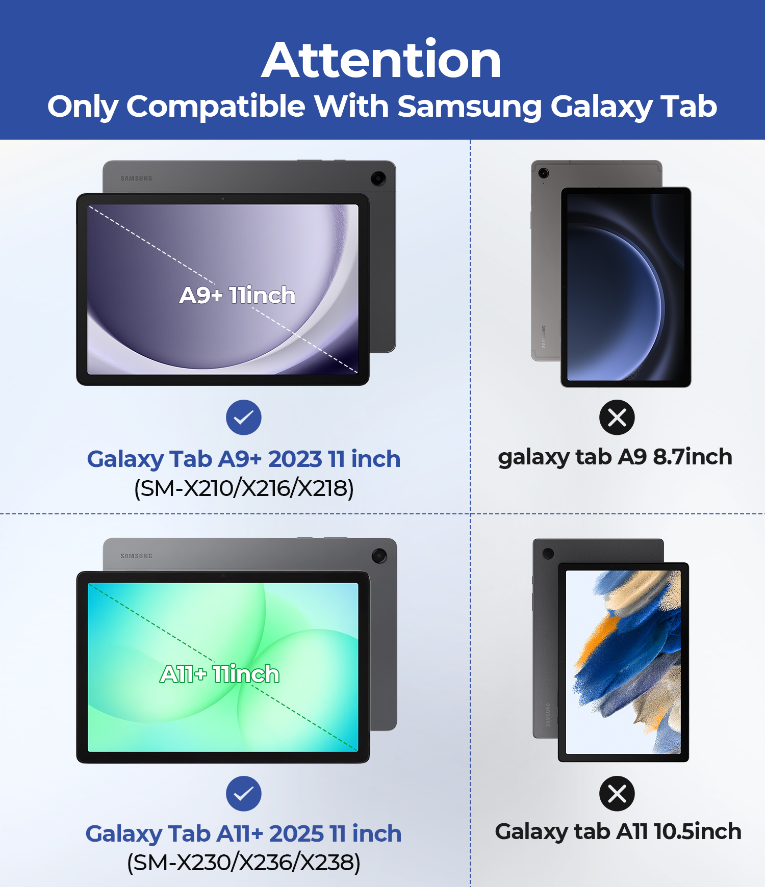 Wholesale 7-Color Backlit Rugged Keyboard Folio Case with Trackpad for Samsung Tab A9+/A11+ Plus,SM-X210/X230 Compatible
