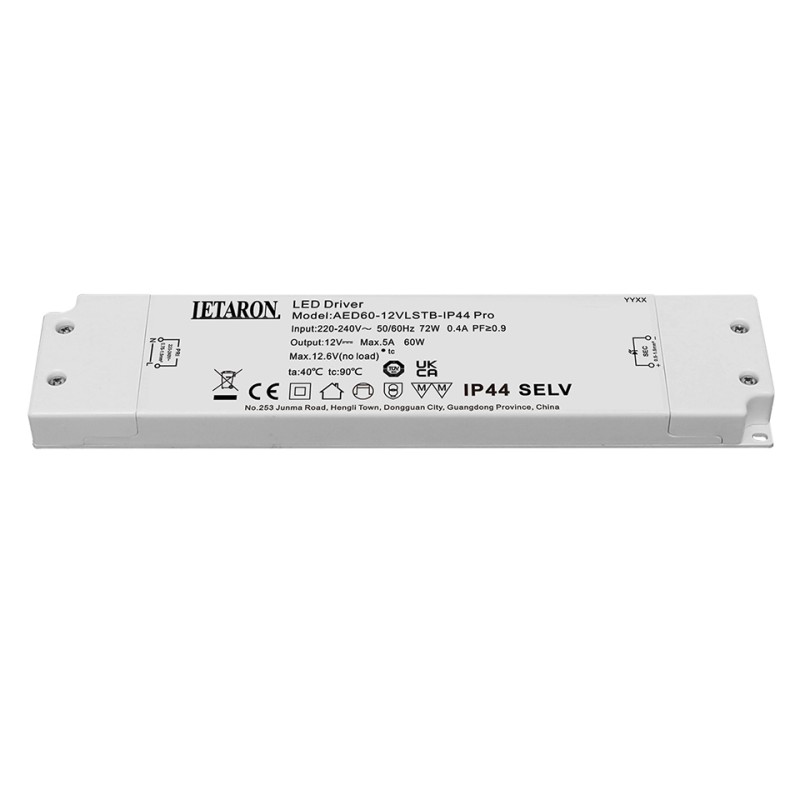 Bespoke LED Driver Provider LED Mirror Cabinet Power Supply Class II 60W IP44 Flicker-free Letaron LED Driver for Mirror LED Strip Light