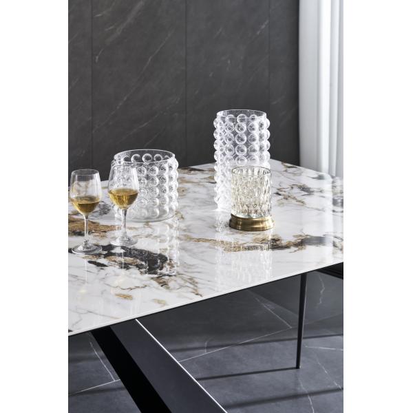 Popular design dinning room table metal frame marble top luxury dining table sets