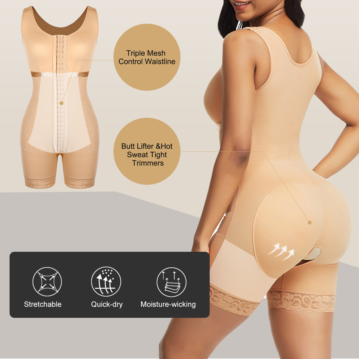 HEXIN Full Body Shaper 5XL BBL Stage 2 3 Postpartum Post Surgery Spandex Nylon Waist Trainer Corset Shapewear