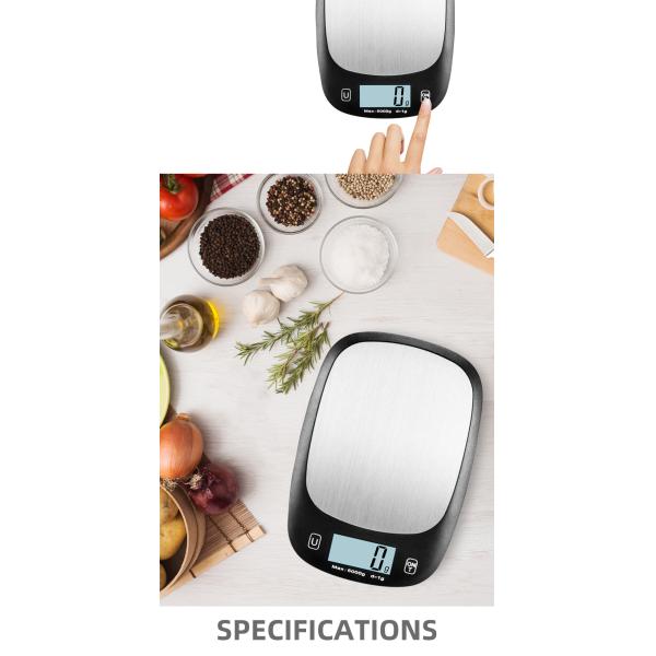5KG Maximum Weight Recommendation Nutritional Scale Accurate Kitchen Scales Waterproof Digital Kitchen Weighing Scale