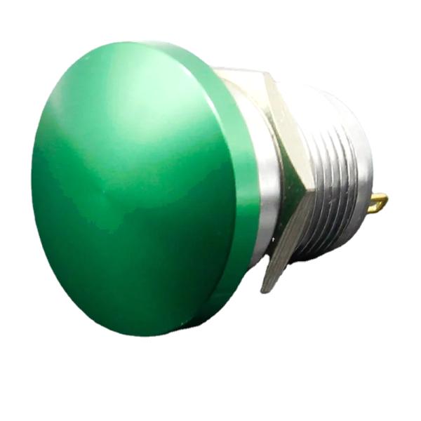 16mm metal mushroom head start self-reset button switch often open green screw foot current 5A