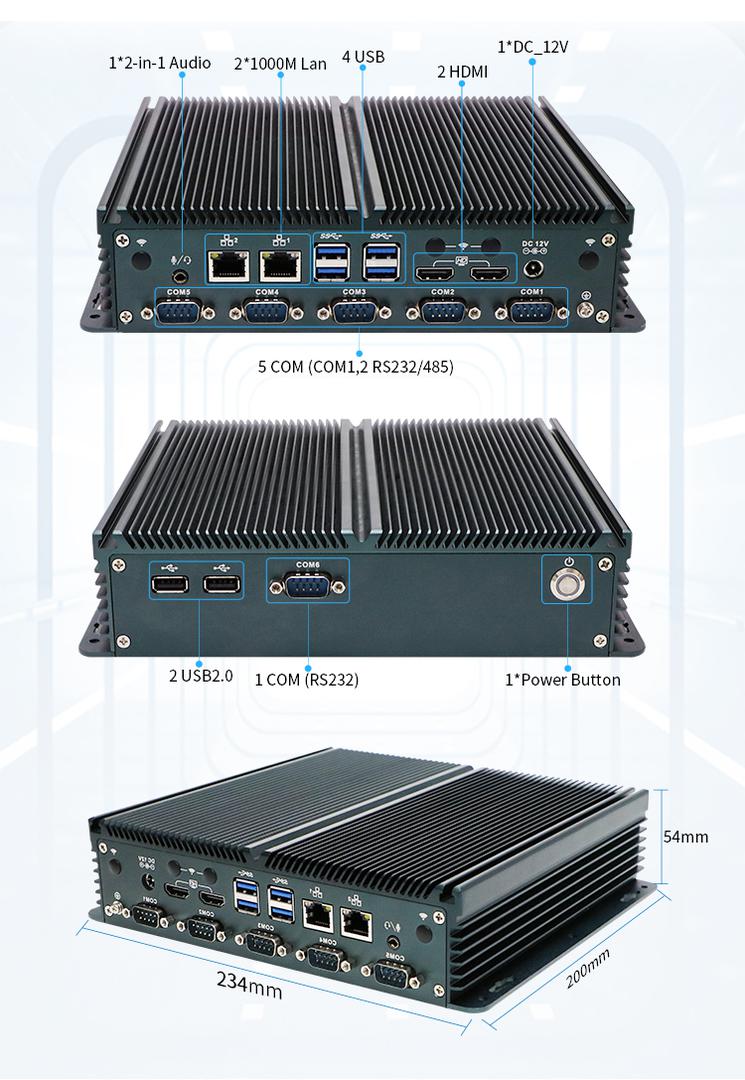 Certified IBOX-1326 Quad Core N100 Industrial Mini PC With 2*Intel I211-AT LAN