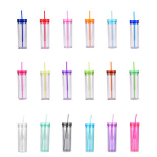 Skinny Tumbler With Lids And Straws 16Oz Matte Deep Red Bulk Reusable Pastel Acrylic Double Wall Plastic Tumbler For Cold Hot Drinks Coffee DIY