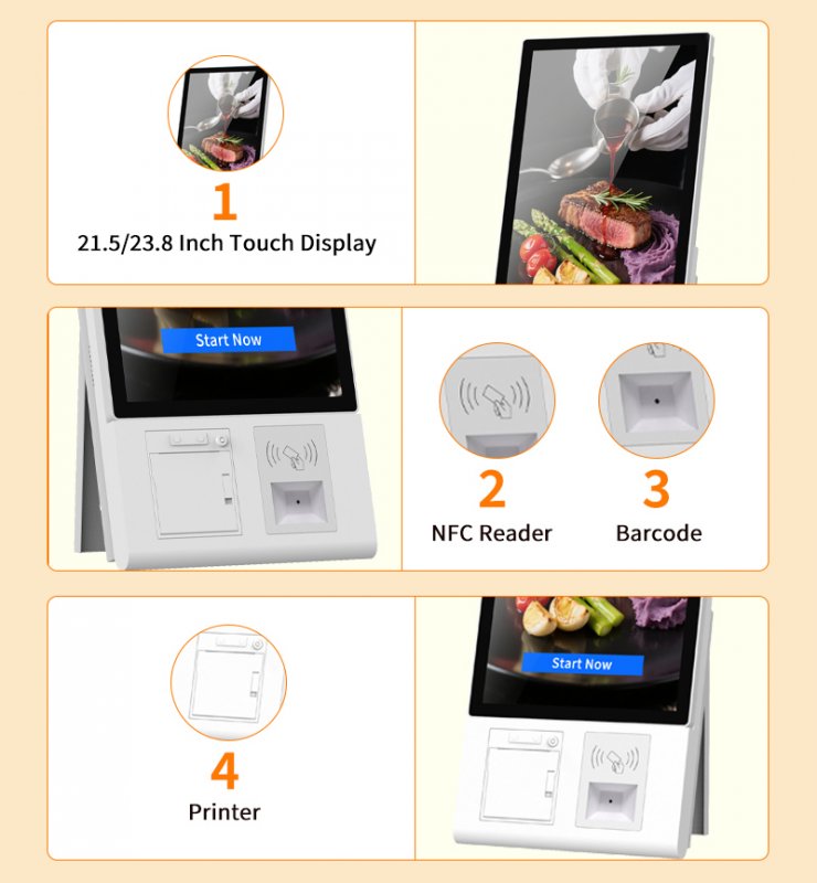 Self Ordering Kiosk with Touchscreen and QR Code Scanner Streamline Retail Checkout Process