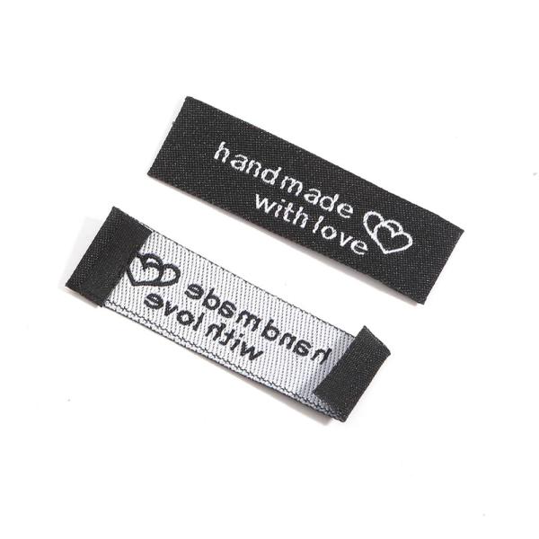 Customized Garment Label for Clothes accessories Folded Woven Pink Label