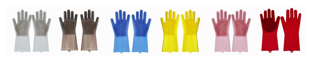Non-slip Design New Fancy Multifunctional Scrubber Cleaning Glove 100% Food Grade Silicone Rubber Sponge Brush with five fingers