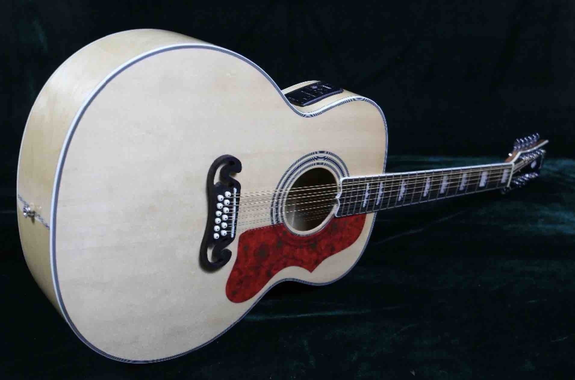 Grand 12 Strings 43'' Jumbo Electric Acoustic Guitar Solid Spruce With Fishman 101 EQ