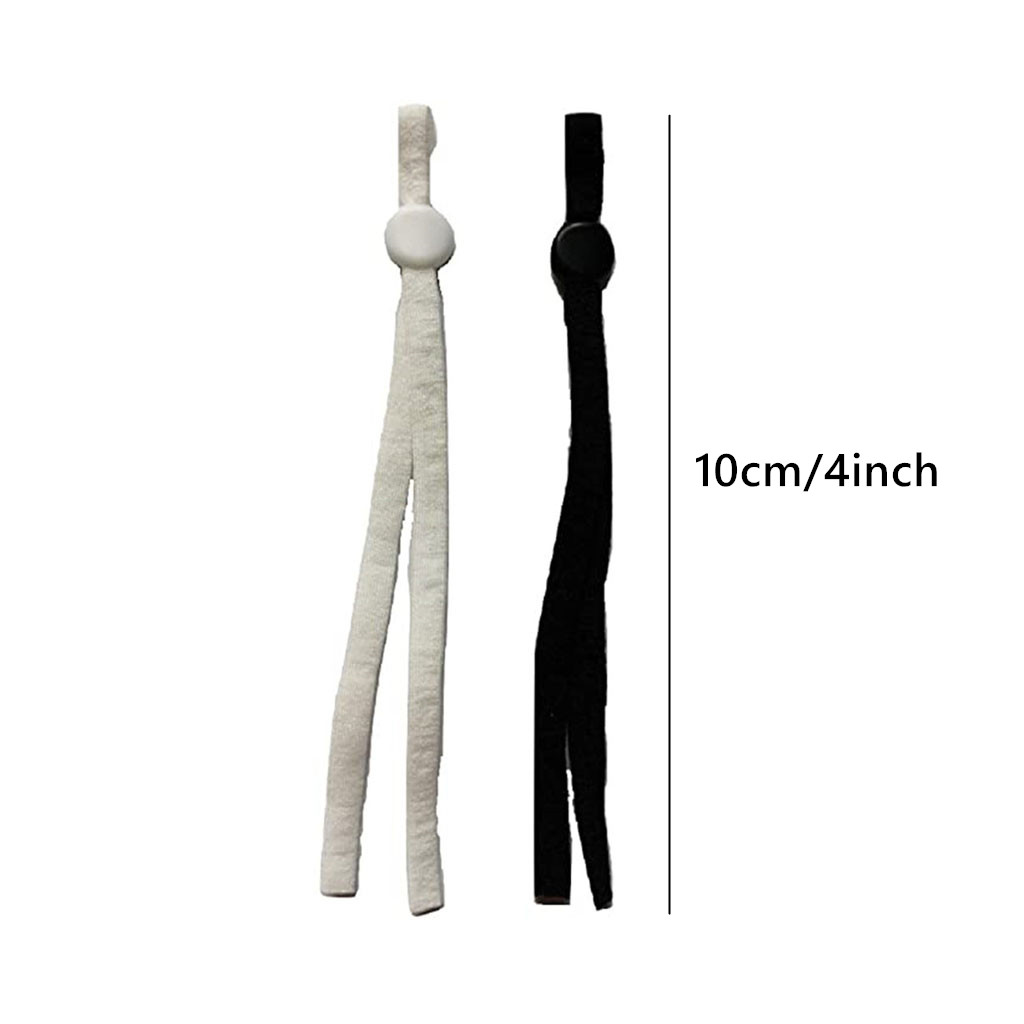 Black 12cm length 5mm flat adjustable elastic band with buckle earloop cord for face mask earloop strap