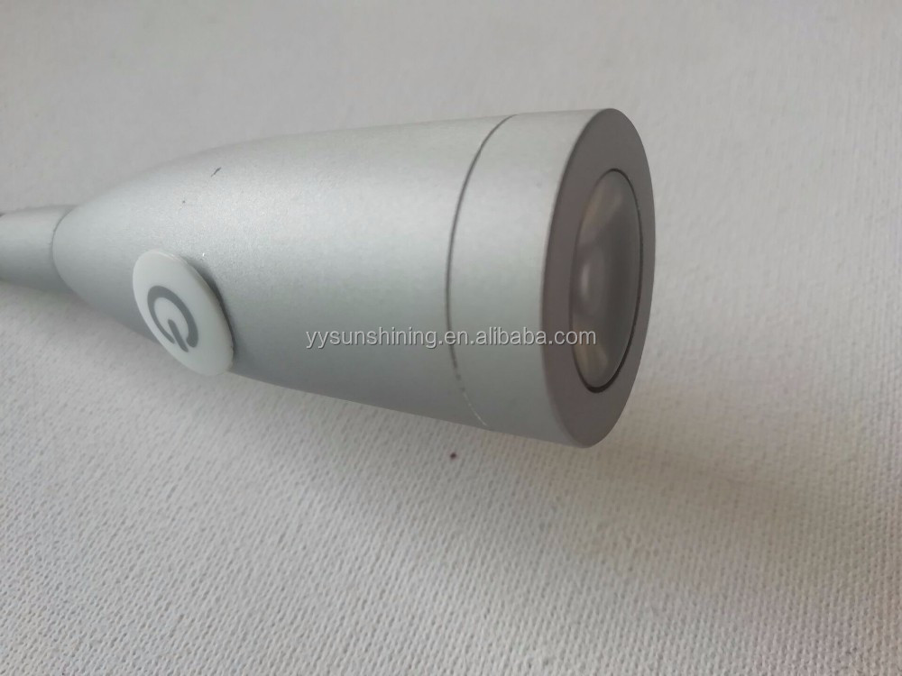 Middle Size Silver 12V 1W Touch Switch Flexible Gooseneck Mount Kids LED Reading Lamp