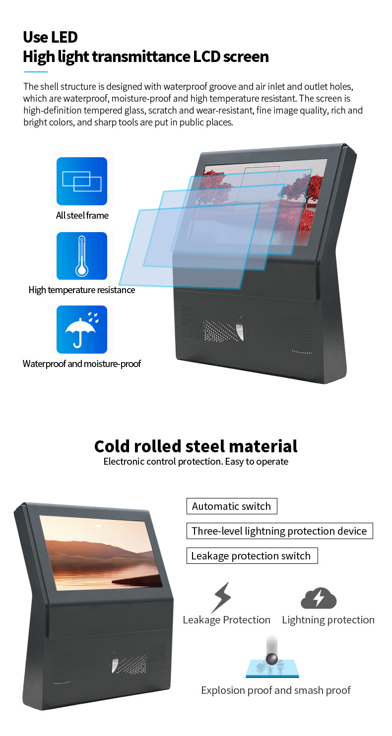 55" Logo Printing Outdoor Horizontal Touch Screen Kiosk With 5.0Mpx Camera Microphone