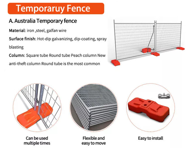 Australia Type Temporary Construction Fence Panel Hot Galvanized 2.1x2.4m