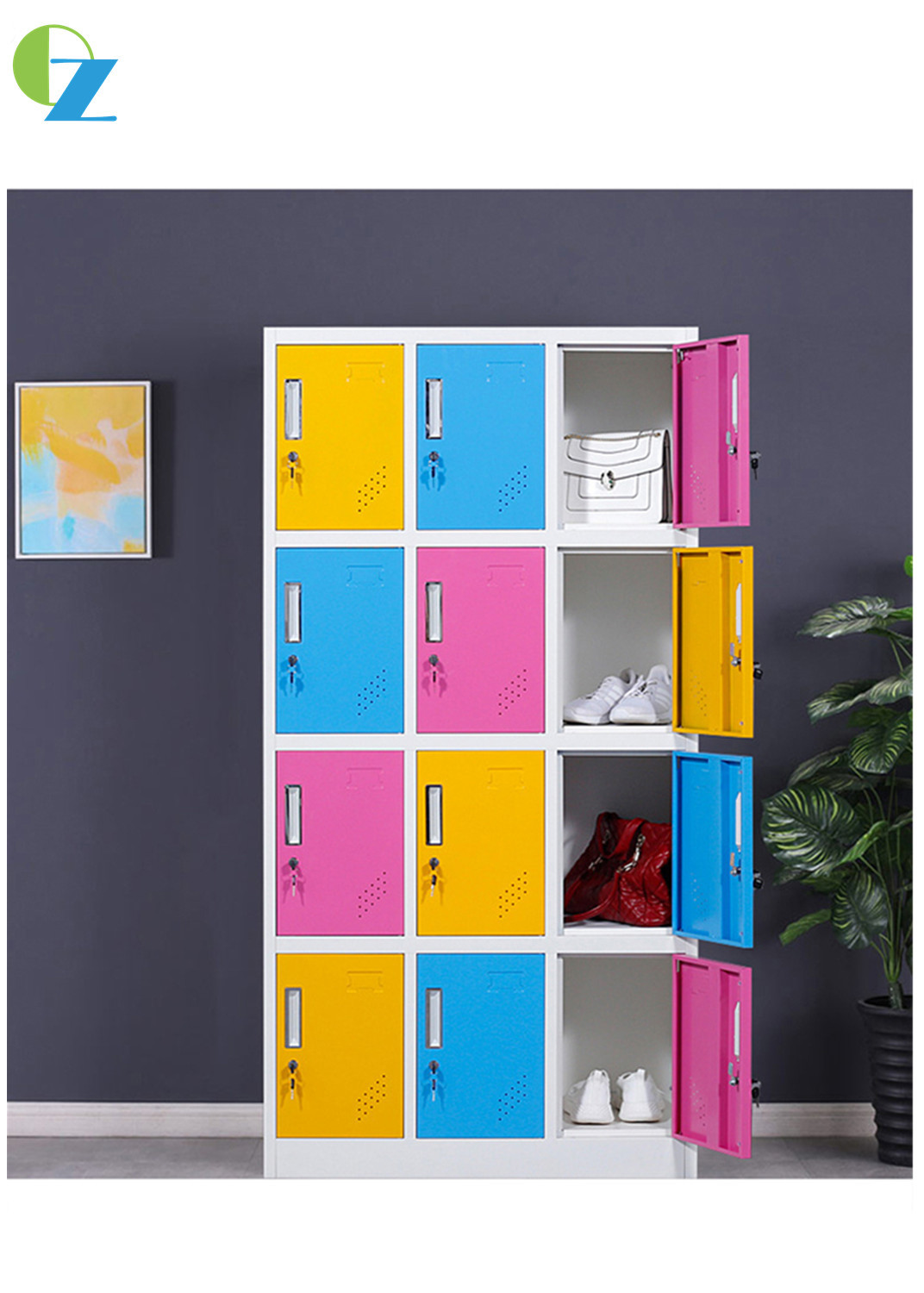 Knocked Down Cam lock Metal Locker cabinet Colorful 1850mm Height