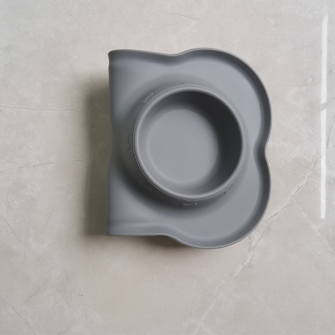 Pet Silicone Anti Spill Bowl Dog Stainless Steel Eating And Drinking Double Bowl