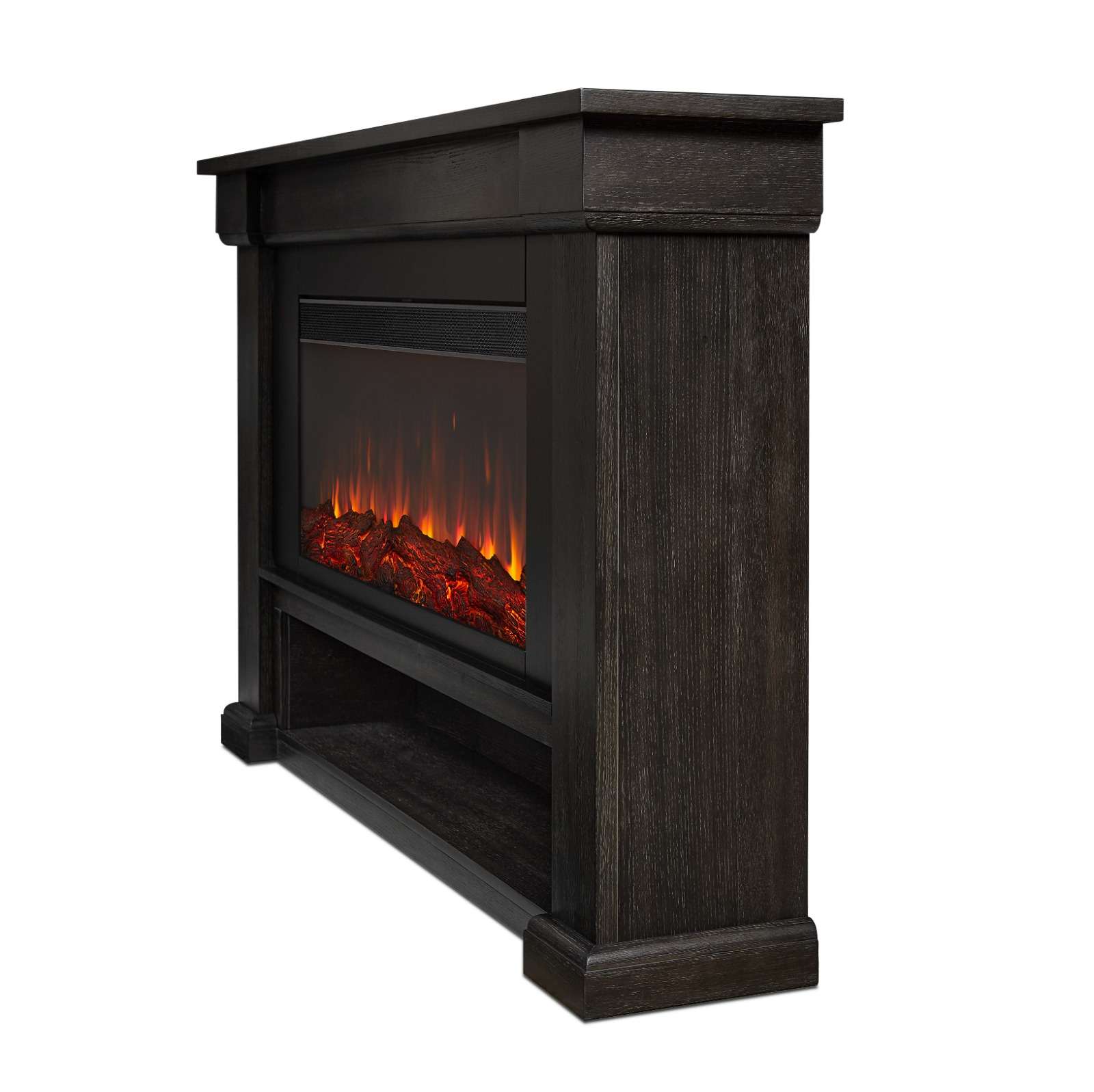 Electric Fireplace Cabinet with Firewood Storage and 100 BTU Heat Output Remote Control