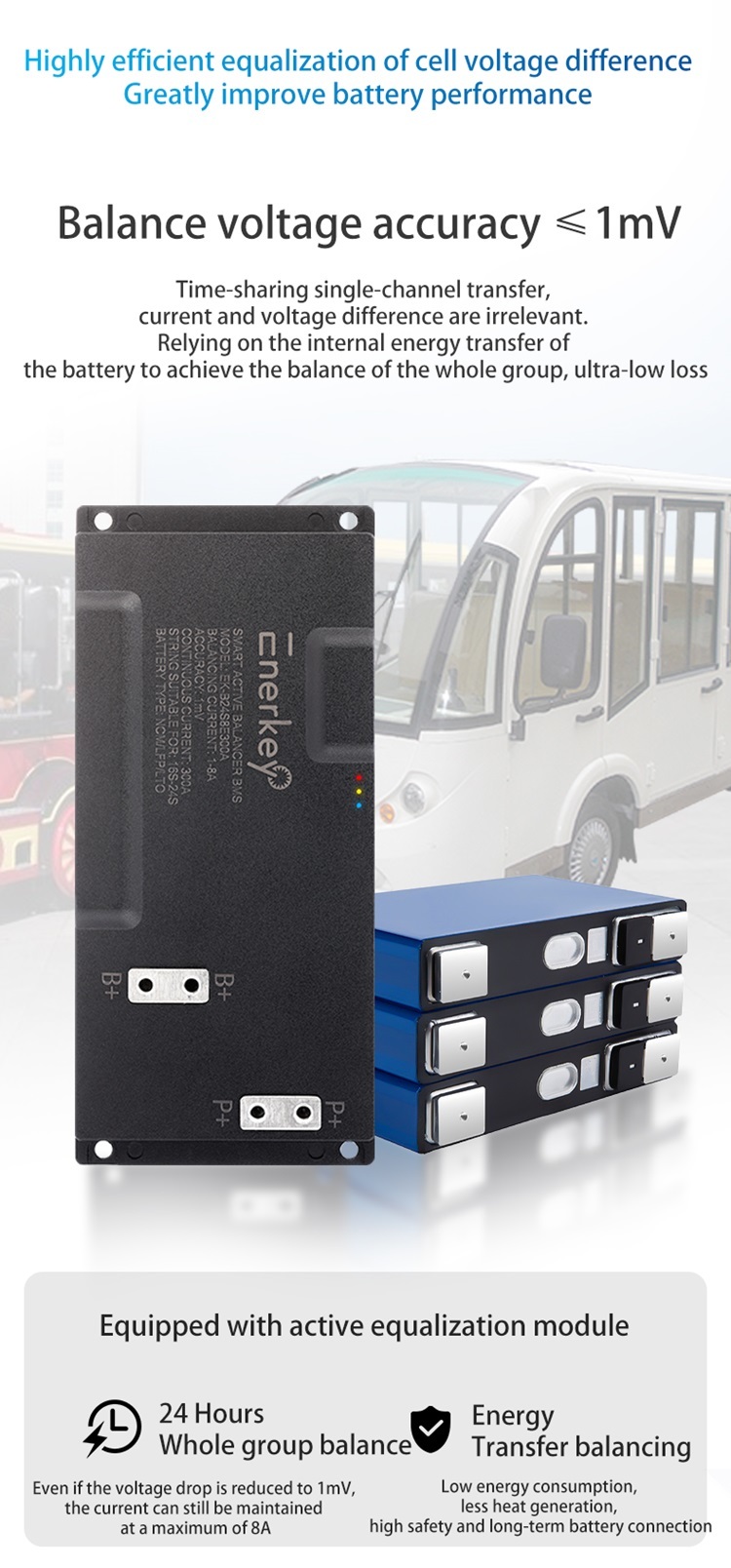 Smart Bms Active Balance Factory 200A 250A 300A BMS with 1A-8A Active Equalizer and CAN/RS485 for Heavy-duty Vehicle Battery Pack