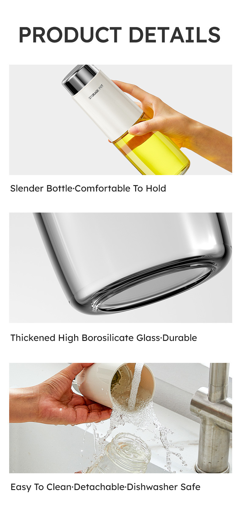 280ml 500ml Kitchen Glass Auto Flip Oil Dispenser Cooking Leakproof No Drip Stainless Steel Cap Oil Container Soy Sauce Bottle