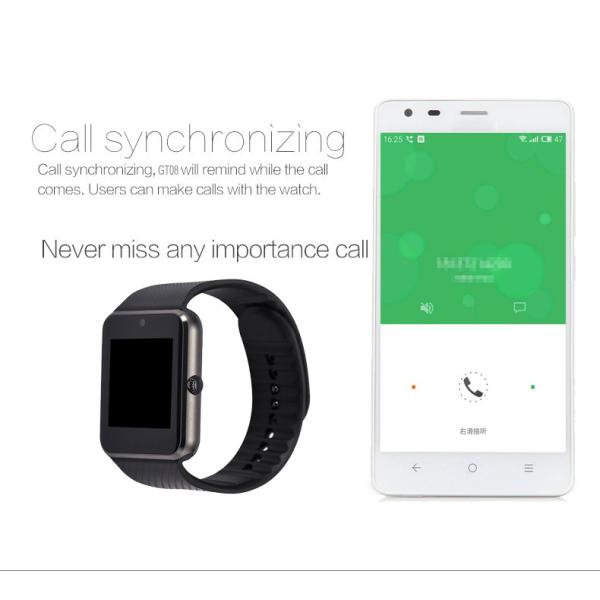 High Quality Smartwatch Pedometer Bluetooth Smart Watch GT08 for Android Smart Phone