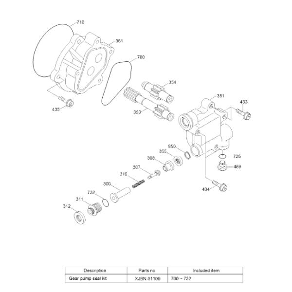 XKAY-01431 XKAY01431 HYUNDAI HCE Seal Kit Gear Pump Fits Hyundai 7-Seriers Crowler Excavator R320LC-7 R320LC-7A