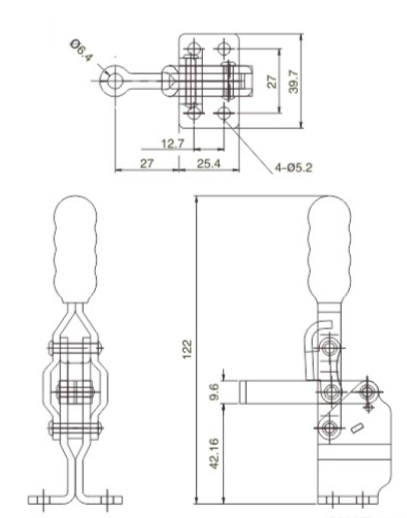Flanged Vertical Toggle Clamp 12050HB , Mini Toggle Clamp Zinc Plated Surface