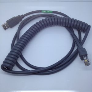 23ft Coiled USB Barcode Scanner Cable for Symbol LS2208