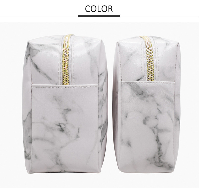 White Marble Leather Cosmetic Bag Blanks Promotion PU Makeup Brushe Bag