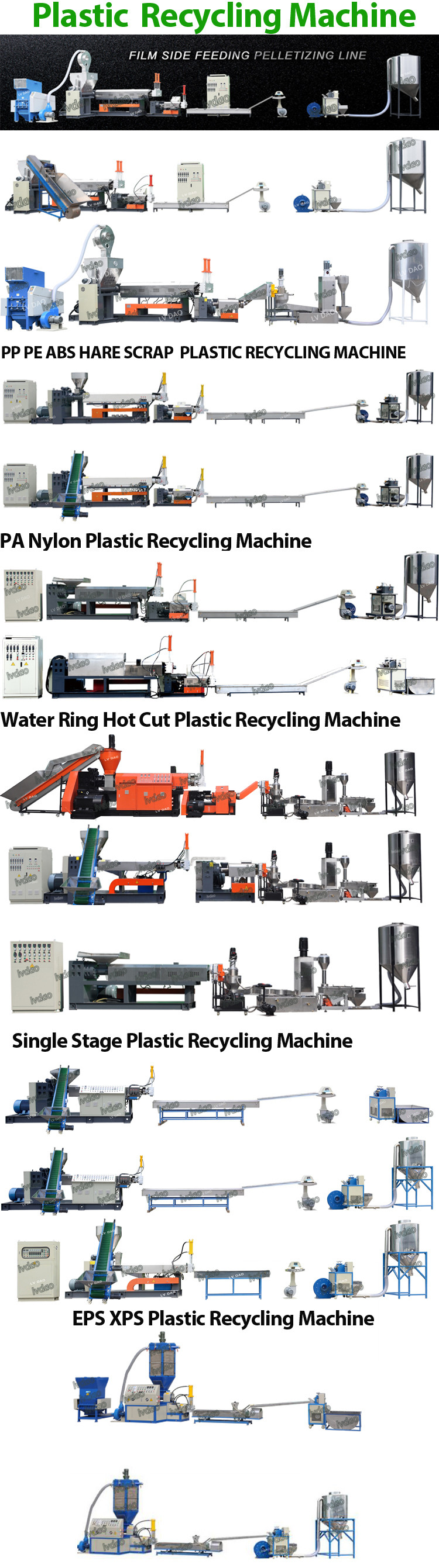 Side Feeder Plastic Waste Recycling Machine High Efficiency With 1 Years Warranty