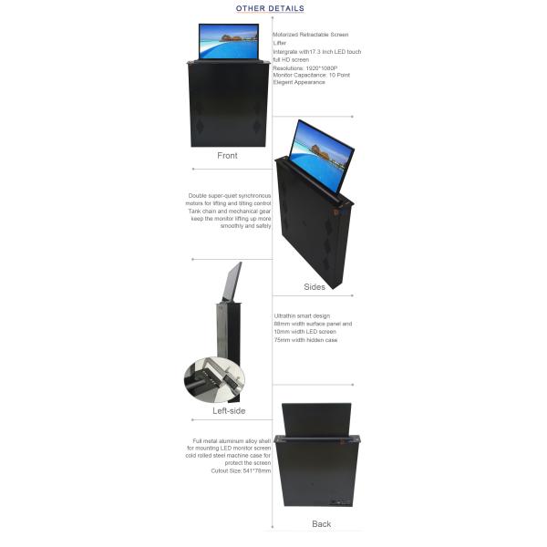 BNT Ultra Thin Design Build in 17.3 Inch Retractable Monitor Motorized Pop up Lcd Lift for Conference System