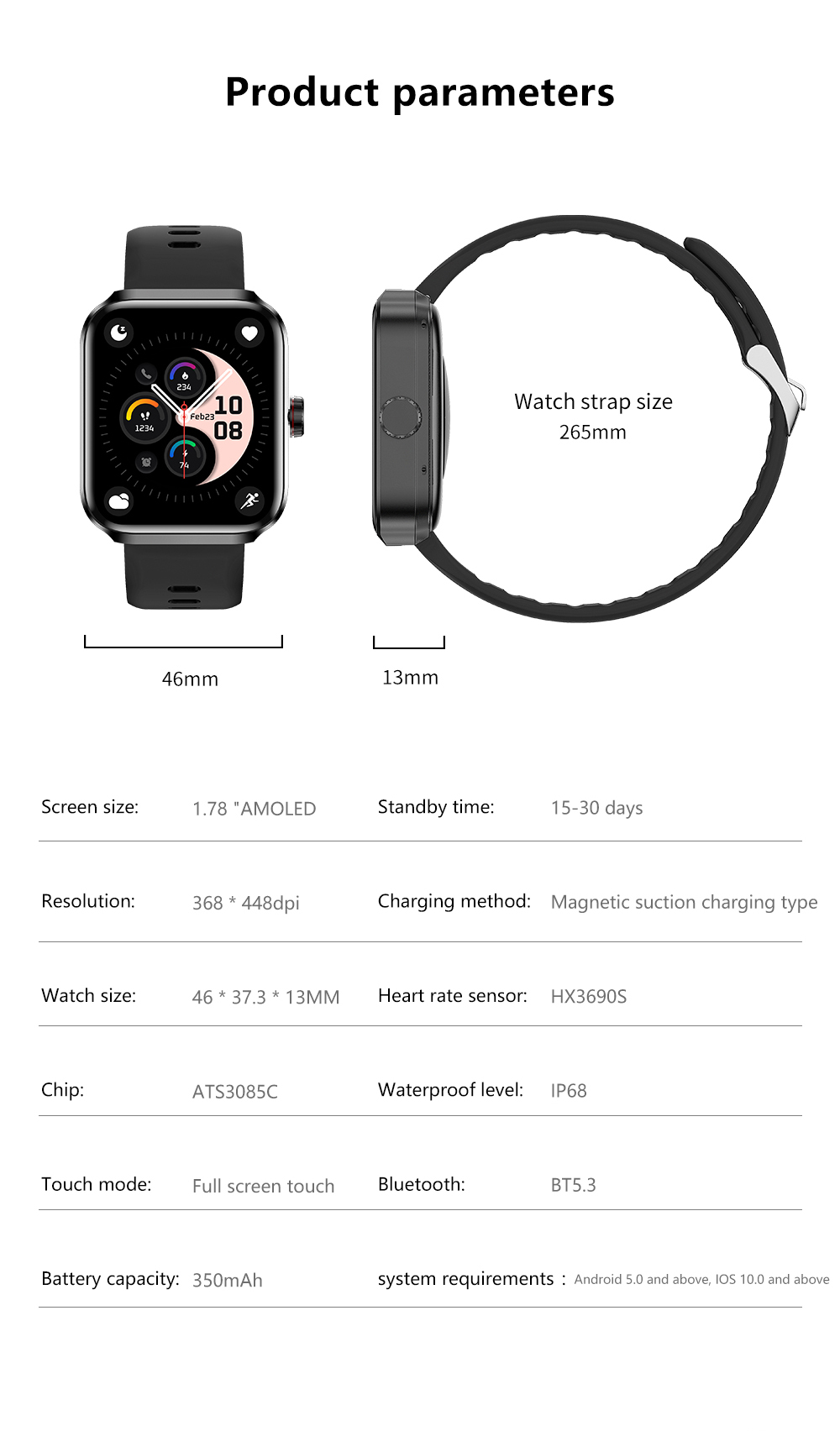 NX22 GPS Smartwatch with AMOLED Display & Heart Rate Monitor for Men and Women