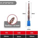 4 Flutes 3/8" TiN Coated Tapered End Mills