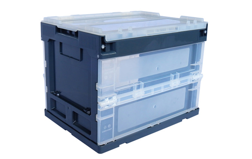 Attached Lid Collapsible Handheld Plastic Containers & Standard Folding Crates, Collapsible Crates, Ergonomi