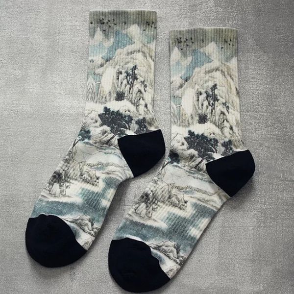 Landscape Pattern sublimation printed socks Custom Digital Printing Socks
