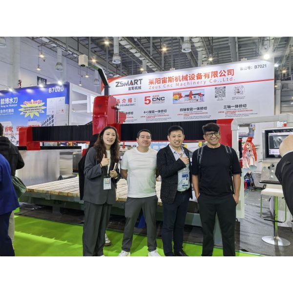 ZEUS 45 Degree Chamfering Machine One Cutting Four Edgeing PLC Control Gear Drive Bearing Gearbox Stone Grinding 7.5kw Motor