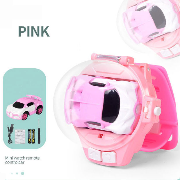 Kids Mini RC Car Watch 2.4 GHz Cartoon RC Racing Car USB Charging 4 Channels for Kids