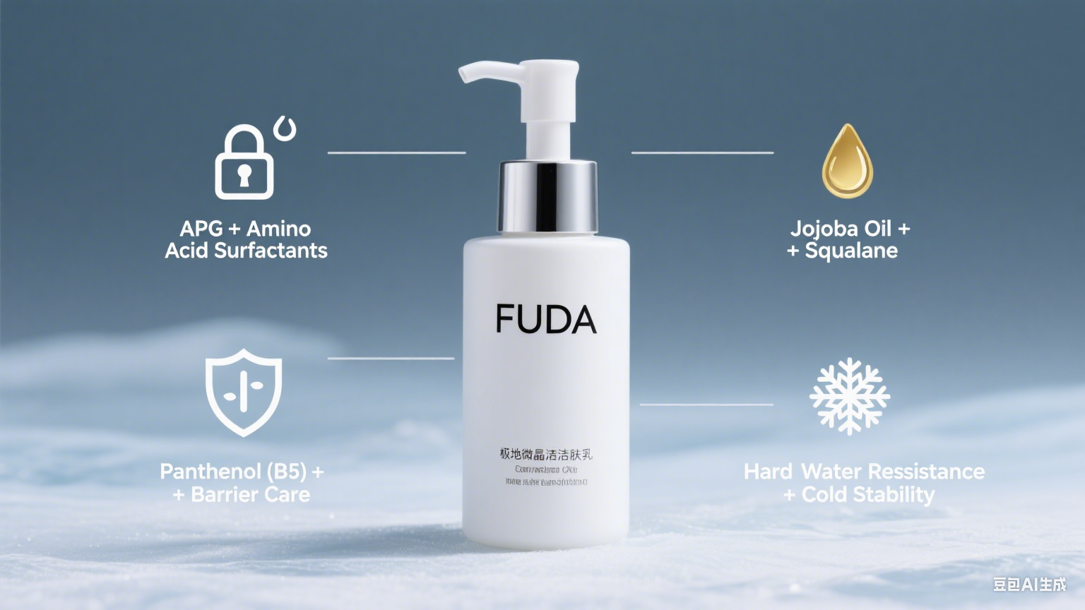 Polar microcrystalline mild cleanser - exclusive for dry and sensitive skin, hard water resistant and cold resistant design, barrier protection.