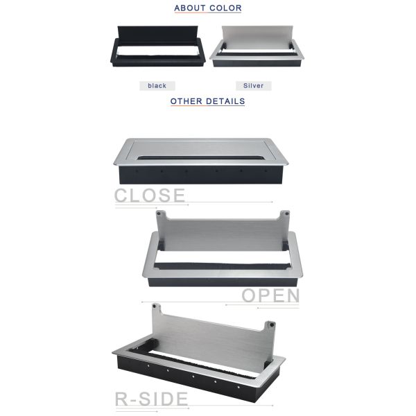 Soft Closing Rectangular Cable Management Grommet Wire Boxes