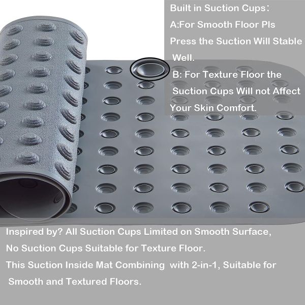 Sturdy Washable Silicone Non Slip Bath Mat For Bathroom Rectangular shape