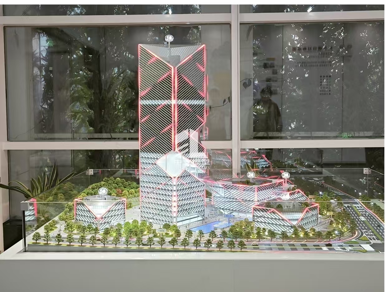 Real Estate Scale Model 1:100 Skyscraper Scale Models LED Illuminated