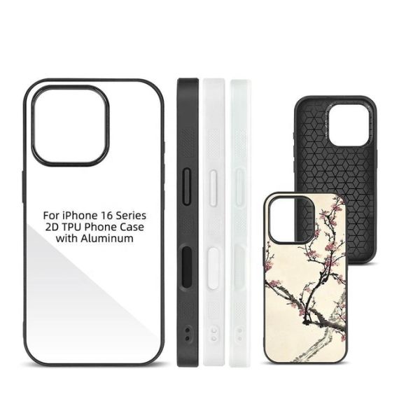 Custom Sublimation Iphone 16 TPU Silicone Phone Case With Aluminium Sheet Blank Mobile Phone Cover