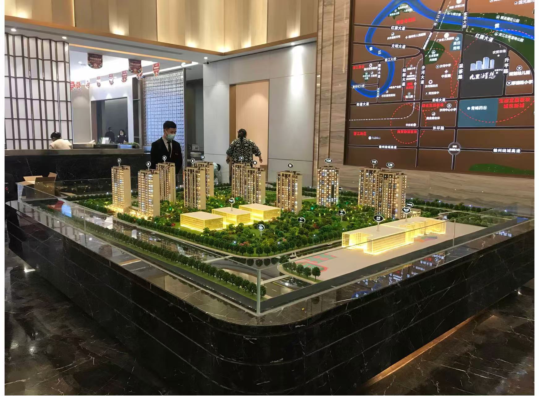 Multiple Building Architecture Models With Integrated Landscaping And Lighting