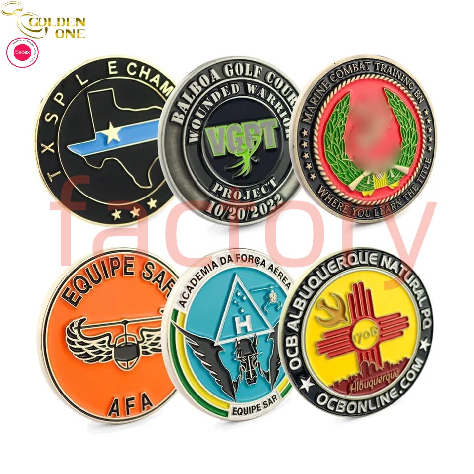 Soft Enamel Metal Challenge Coins Shiny Custom Die Casting 3D Blank Euro Souvenir