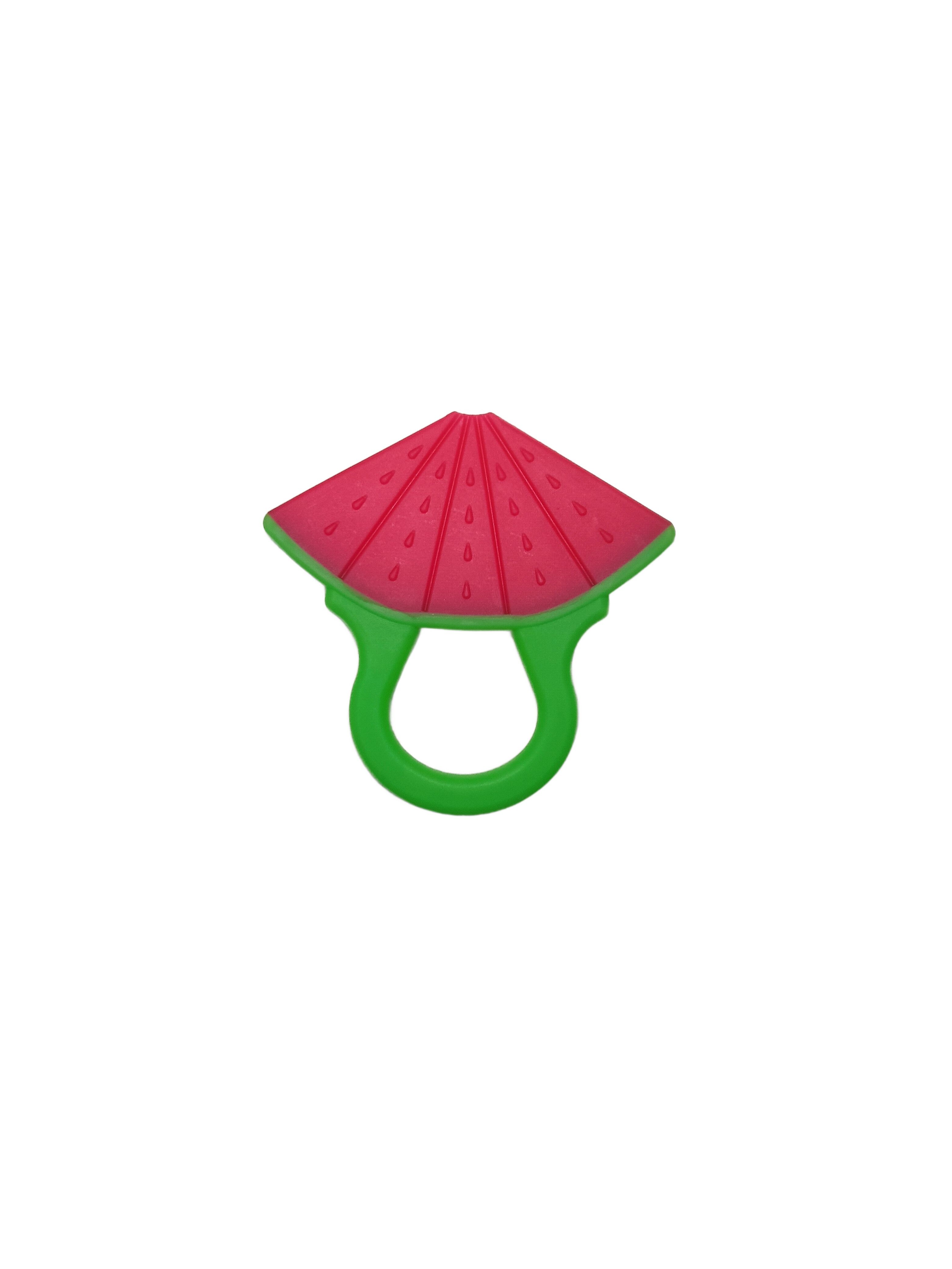 2 Colors OEM/ODM service ISO Food Grade Watermelon Dinosaur Teether Customized With Size 8.1*8.3cm And Weight Is 19Gram