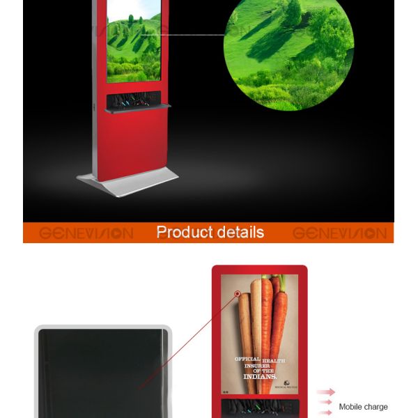 Floor standing Android OS wifi touch Kiosk Digital Signage LCD ad player / mobile phone charging station