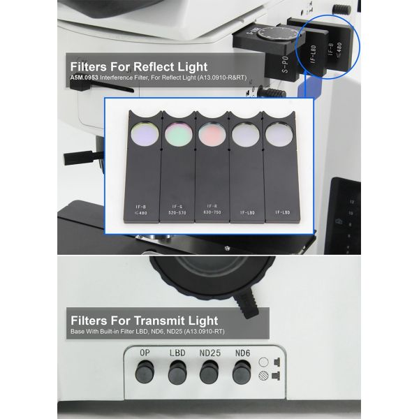 APO DIC Metallurgical Optical Microscope Halogen Lamp Illumination