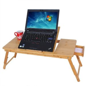 Folding Adjustable Bamboo Laptop Stand Desk Sustainable Wood Custom