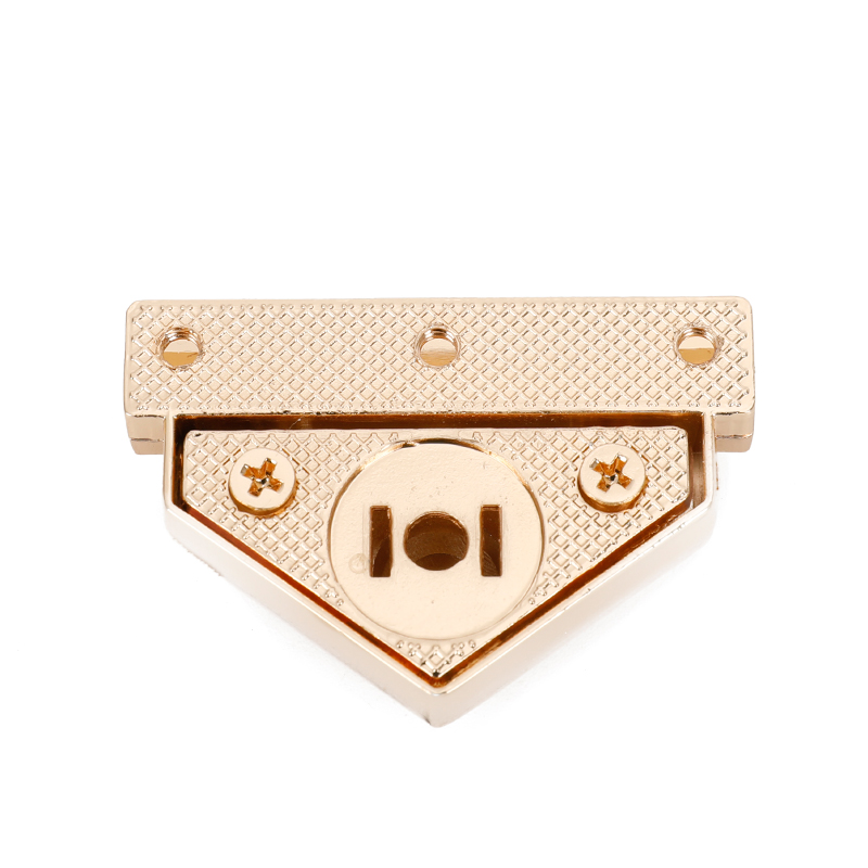 Light Gold Triangle Shape Handbag Lock Hardware Flexible Snap Push Lock