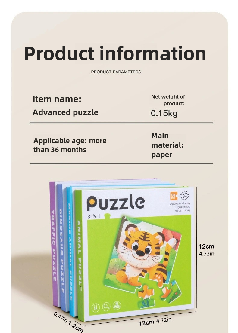 Wholesale Educational Montessori Animal Puzzles Kids' Paper Jigsaw Toys for Toddlers Aged 3+ Years Wholesale